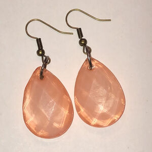 Upcycled Opaque Peach Teardrop Beaded Boho Earrings
